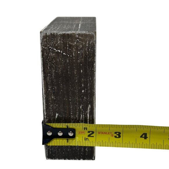 Rustic Yum Block Sign 5in Free Standing Distressed White Brown Kitchen Decor - Picture 7 of 8